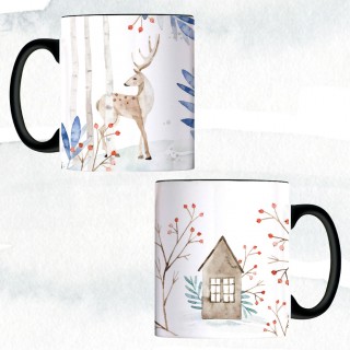 Black Handed Mug-Winter Watercolour product image
